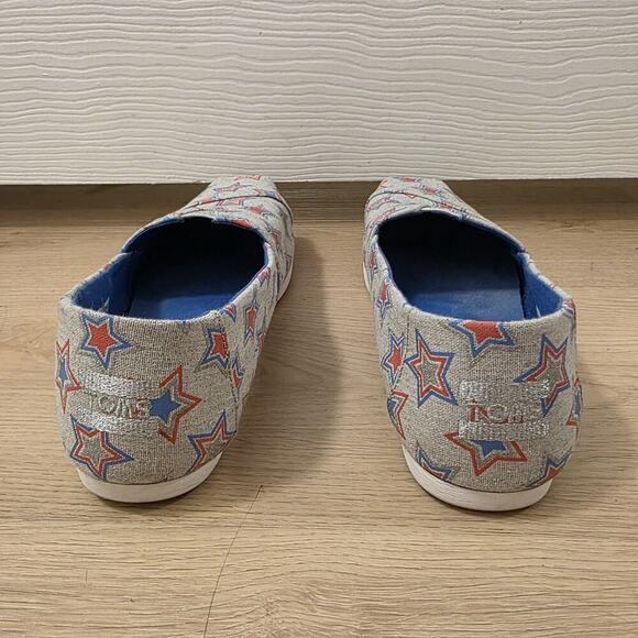 Toms Gray Red Blue Alpargata Cloudbound Glow In The Dark Patriotic Flats Size 8 - Picture 6 of 10